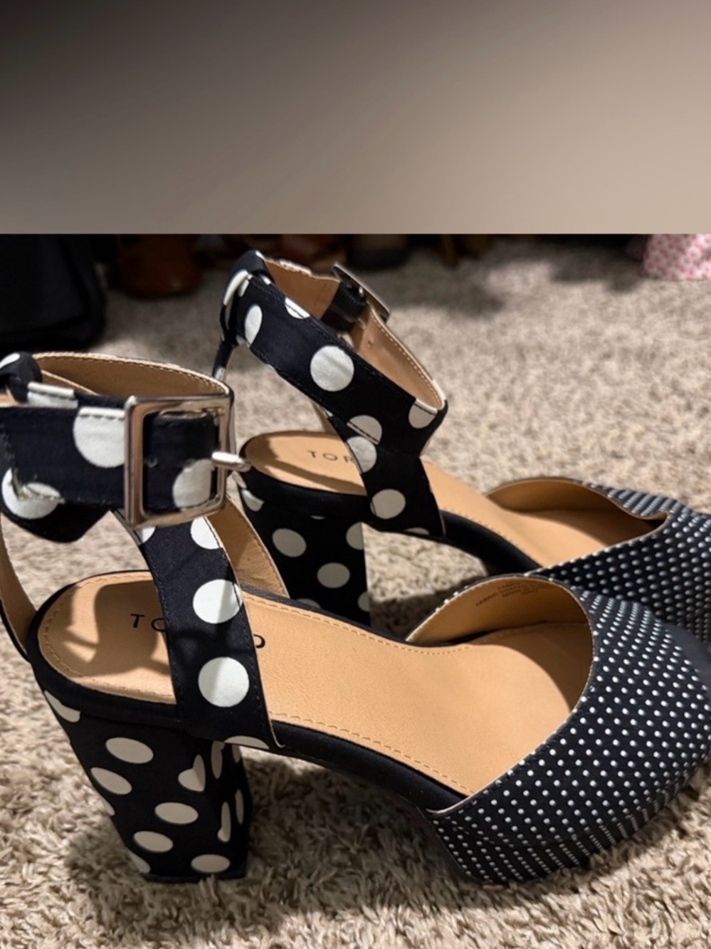 Torrid Black & White Polka Dot Block Heel Sandals